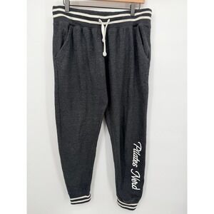 Pilates Nerd Jogger Sweatpants Women Size M Charcoal Gray Good Graphic Striped